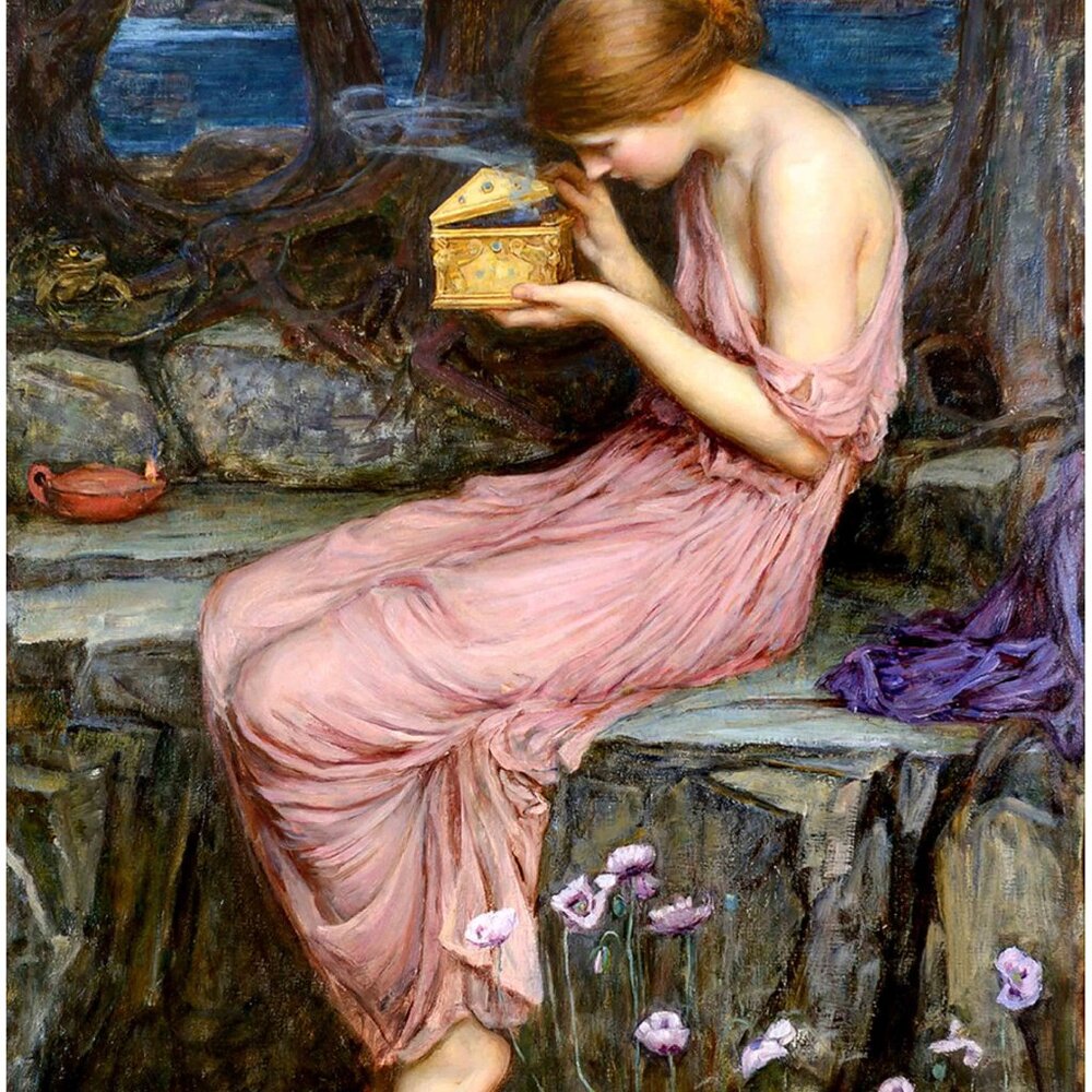 Psyche Opening the Golden Box: 8"by10" Art Print Beautiful Woman from Greek Myth